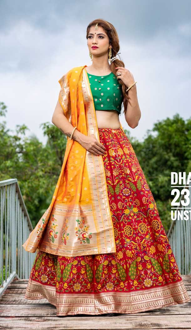 Dark Red Color Silk Designer Wedding Mehndi Wear Lehenga Choli - 1333129151