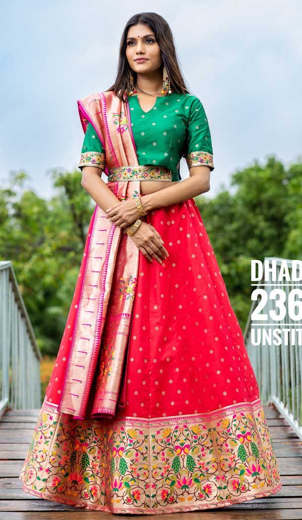 Deep Red Color Silk Designer Wedding Mehndi Wear Lehenga Choli - 1333129152