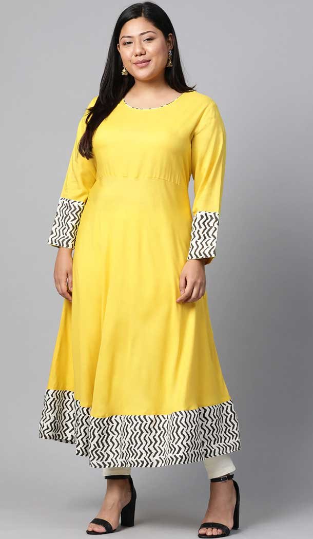 Yellow Color Viscose Ray Casual Office Wear Plus Size Women Kurti -  2837142584 | Heenastyle
