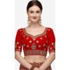 Mesmerizing Red Color Velvet Designer Wedding Wear Women Lehenga Choli -2973143497