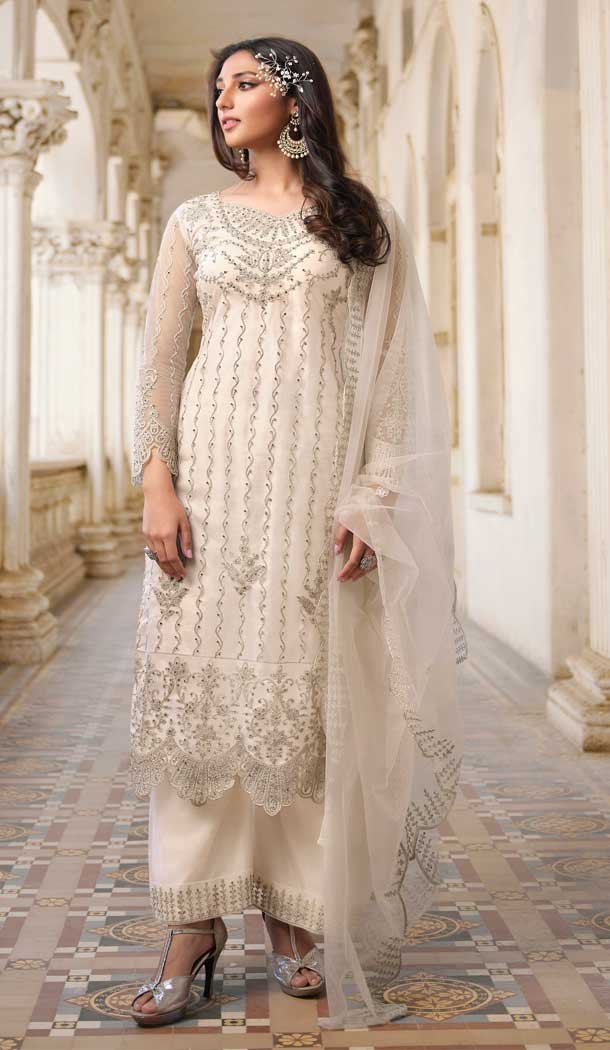 Off White Color Butterfly Net Designer Party Wear Salwar Suit 31801450120 Heena Style