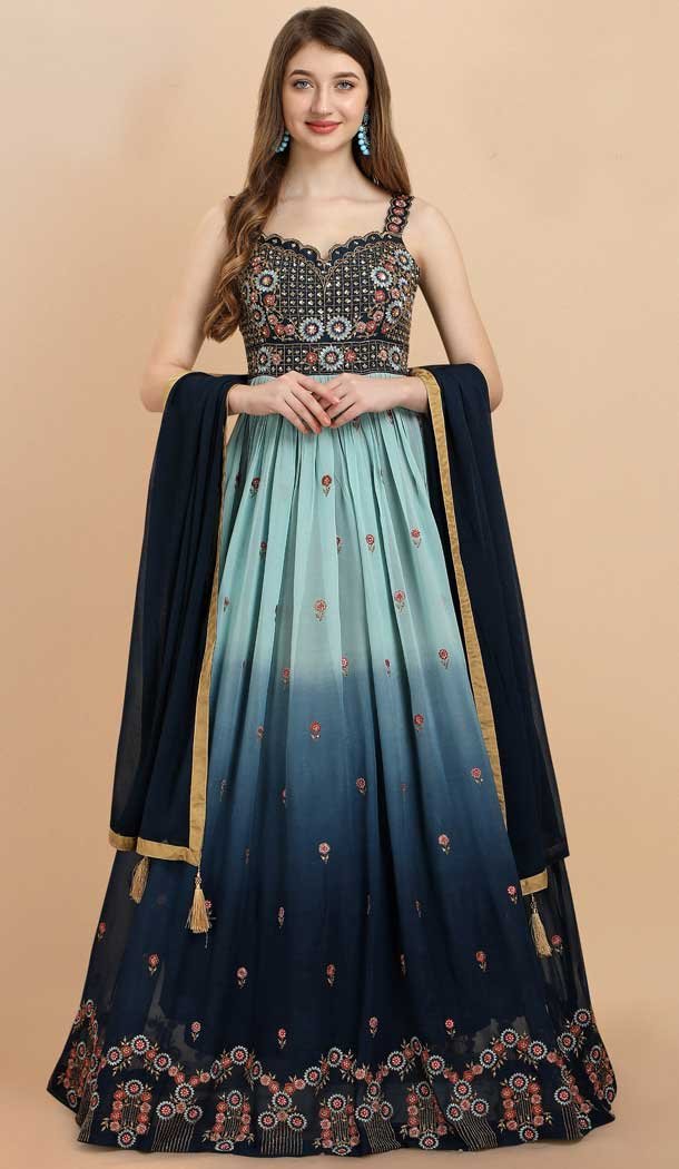 Multi Color Pure Georgette Designer Party Wear Salwar Kameez -3360146423