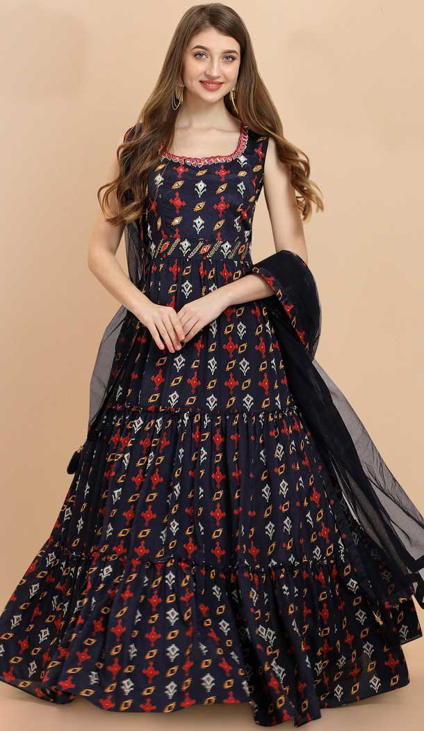 Black Color Chinon Designer Party Wear Salwar Kameez -3360146425