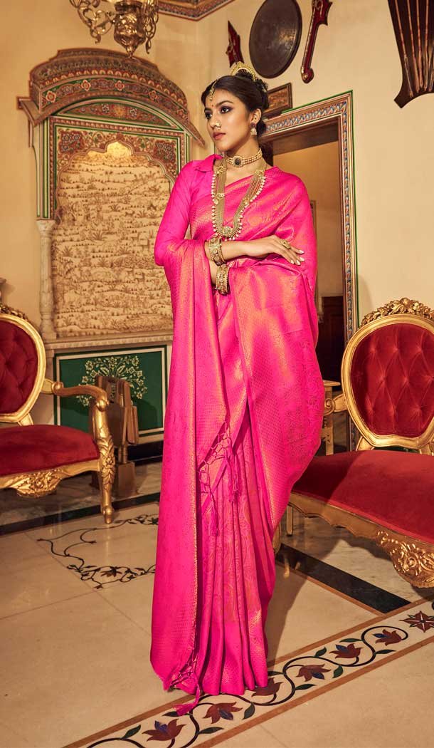 Rani Pink Color Weaving Silk Traditional Party Wear Women Saree -3397146778