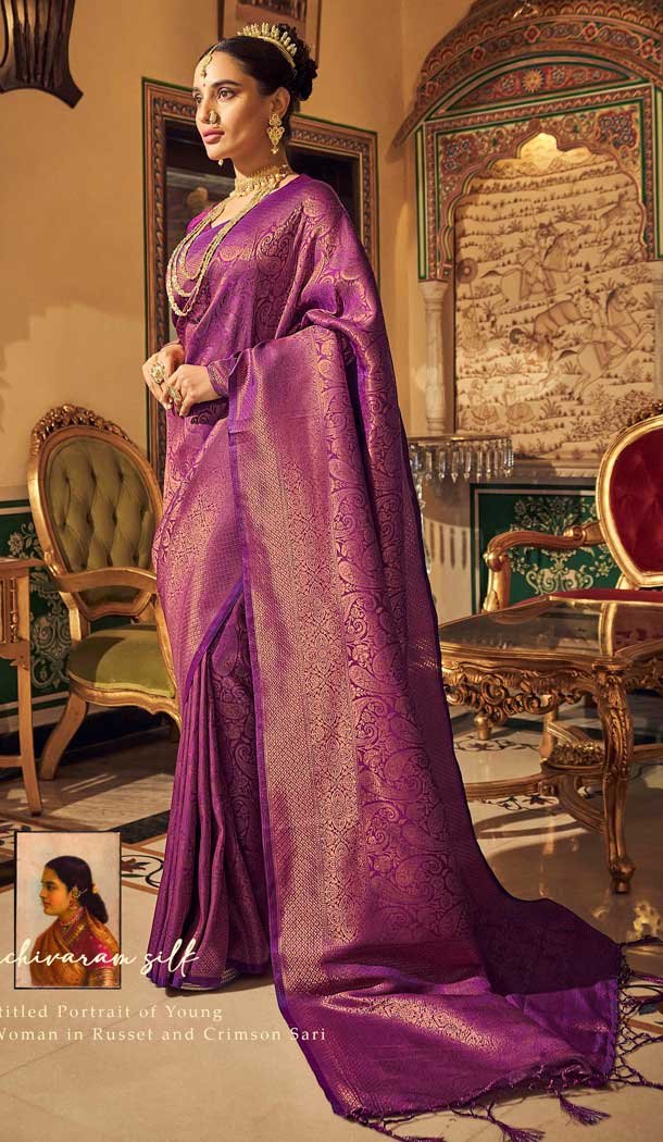 Purple Color Weaving Silk Traditional Party Wear Women Saree -3397146780