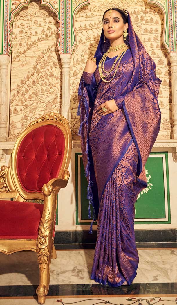 Navy Blue Color Weaving Silk Traditional Party Wear Women Saree -3397146782 Navy Blue Color Weaving Silk Traditional Party Wear Women Saree -3397146782