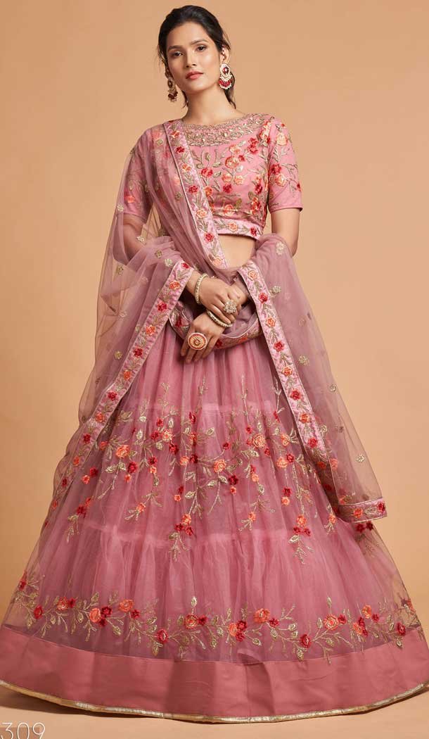 Baby Pink Color Soft Net Fancy Festive Wear Plus Size Lehenga Choli - 3700149112