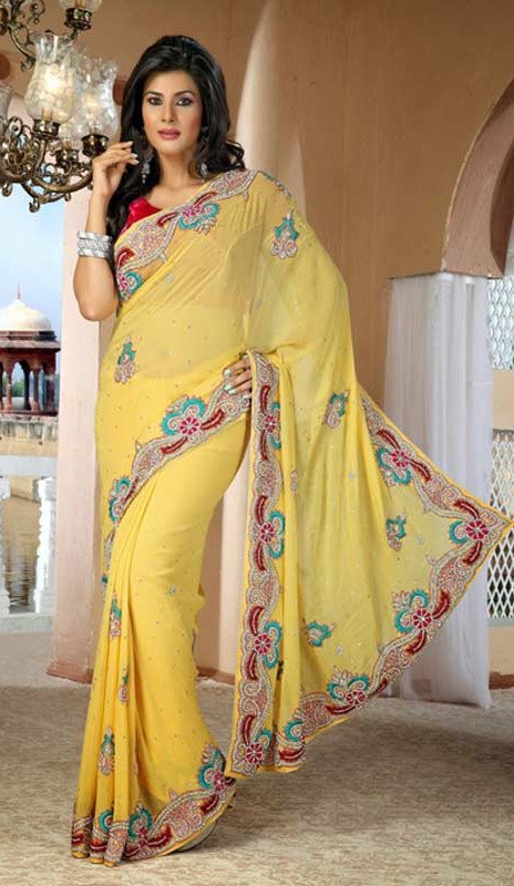 Gleaming Yellow Bridel  Saree