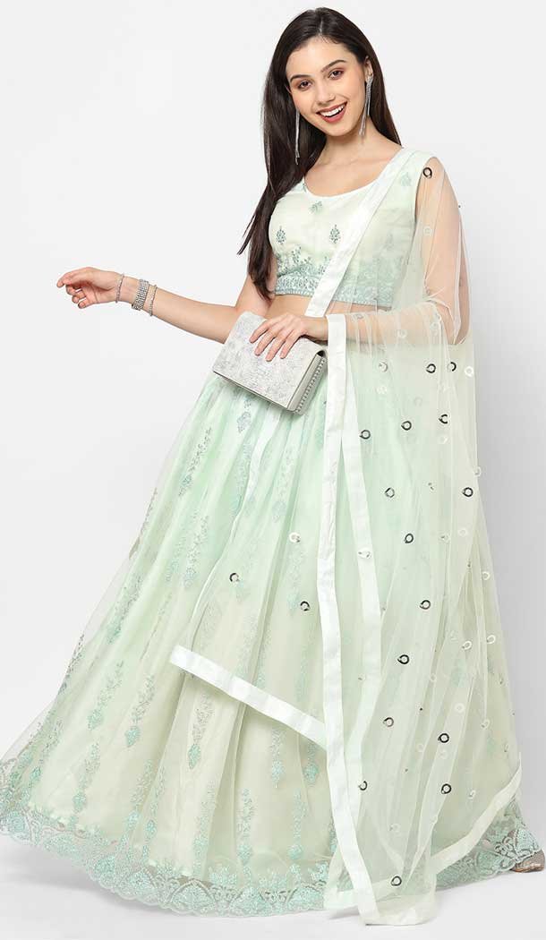 Sea Green Color Net Tradtional Party Wear Plus Size Lehenga Choli -3857150200