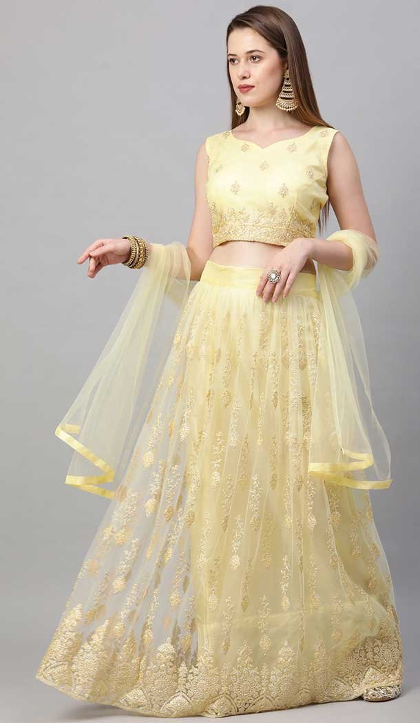 Yellow Color Net Traditional Party Wear Plus Size Lehenga Choli -3857150201