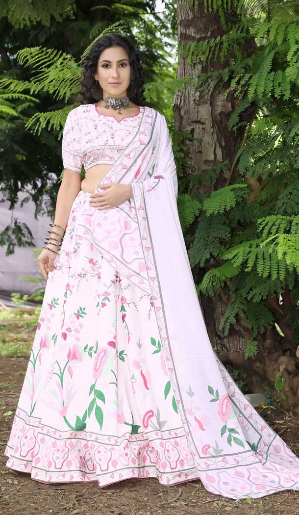 Dazzling Diva White Color Dutch Silk Traditional Party Wear Plus Size Lehenga Choli -3840150094