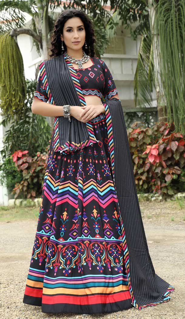 Charming Black Color Art Silk Traditional Party Wear Plus Size Lehenga Choli -3840150099