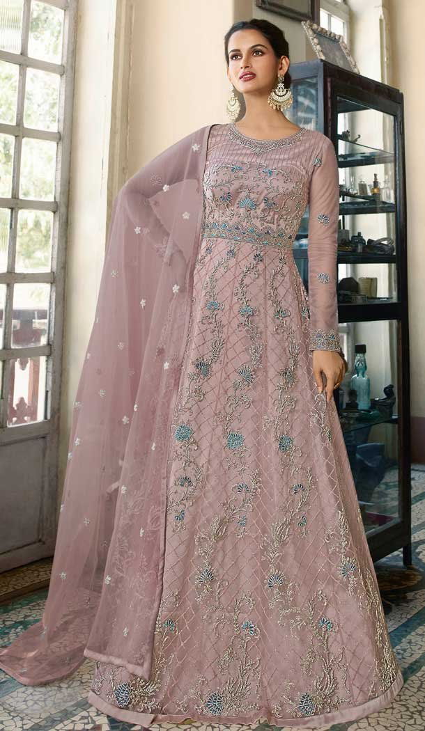 Falsa Purple Color Butterfly Net Embroidery Work Pakistani Anarkali Salwar Kameez -4402154251