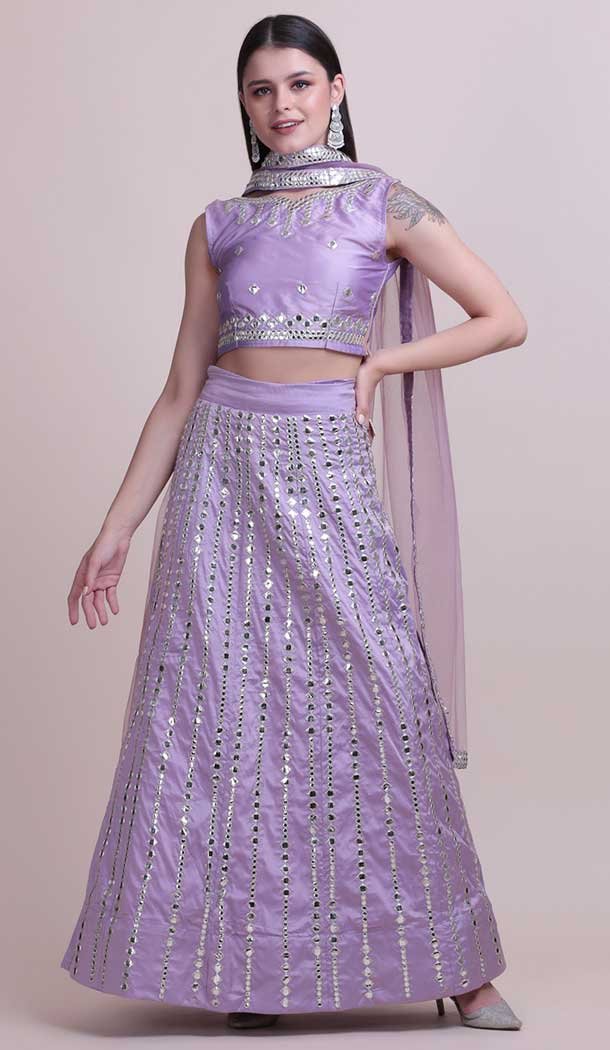 Lavander Color Taffetta Silk Fancy Evening Wear Lehenga Choli - 4449154607