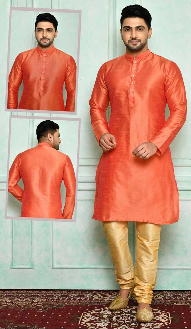 Pink Color Art silk Designer Festival Wear Men's Plus Size Kurta Pajama -4455154689