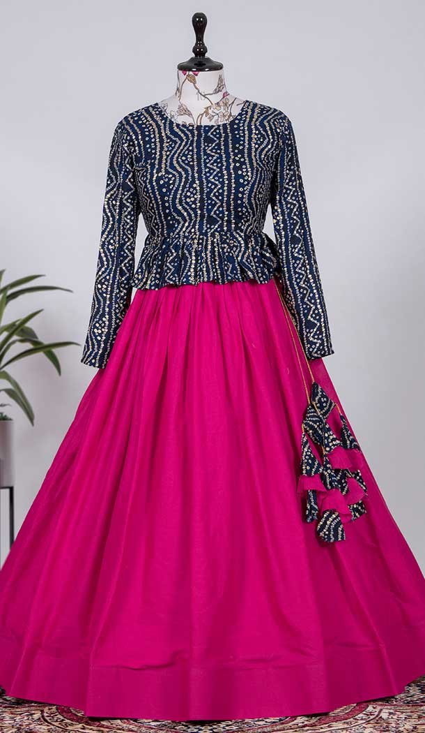 Hot Pink Color Pure Cotton Readymade Women Lehenga Choli -4504155048