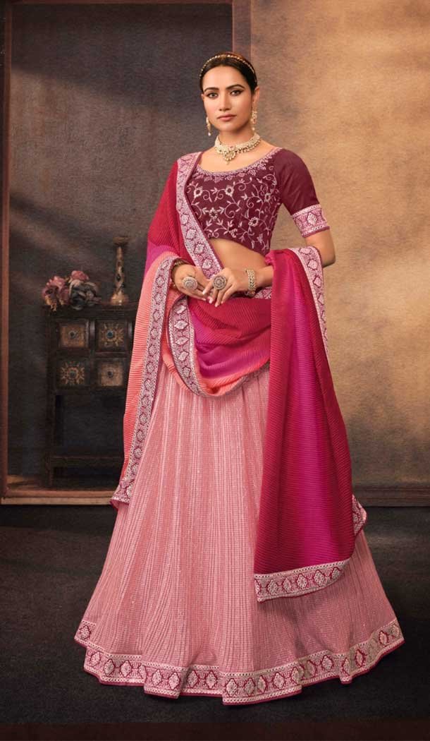 Purple Color Embroidery Work Chinon Festive Party Wear Lehenga Choli -4566155539