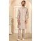 Function Wear Light Taupe Color Mirror Work Art Silk Men's Kurta Pajama With Jacket -4607155940