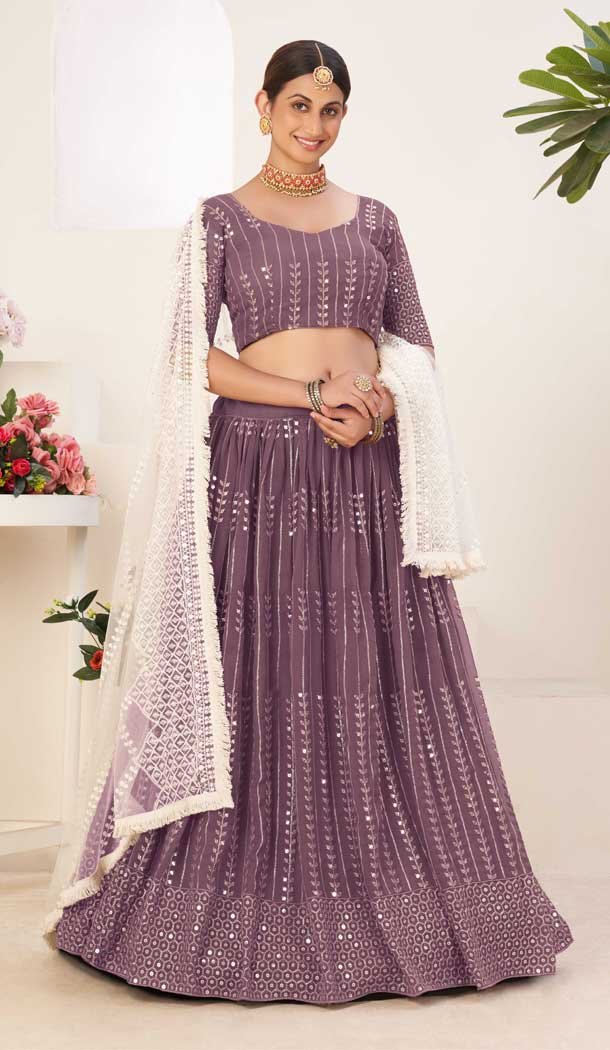 Twilight Lavender Color Georgette Embroidery Work Party Wear Lehenga Choli -4622156077