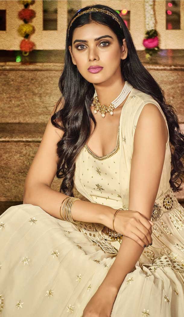 Party Wear Off White Color Viscose Georgette Sequence Work Lehenga Choli -4661156478