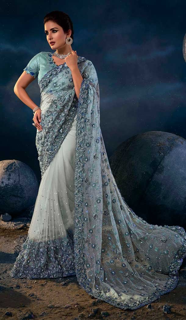 Grey wedding saree store