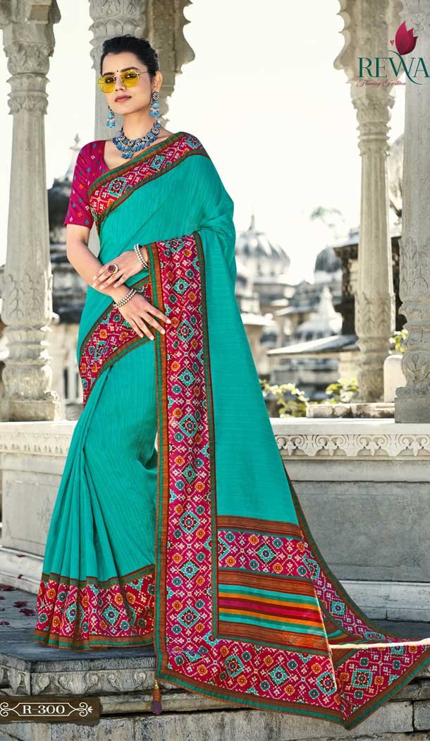 Aqua Blue Color Dyeable Gadwal Silk Printed Traditional Party Wear Saree -4596155815
