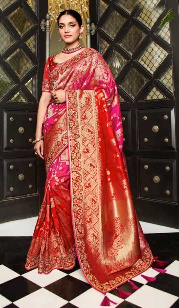 Jacquard Work Fancy Multi Color Designer Wear Women Saree Blouse ...