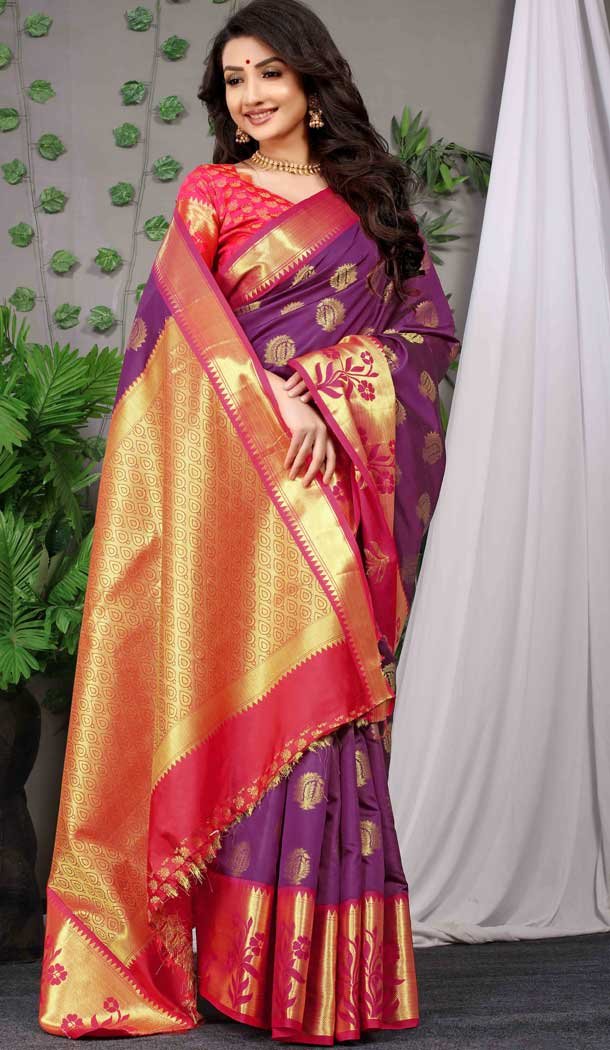 Alluring Purple Color Weaving Work Banarasi Silk Traditional Function Wear Saree -4918158559