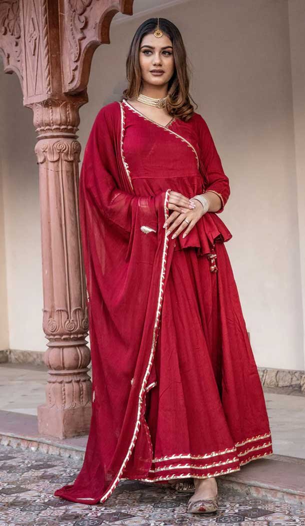 Classy Maroon Color Rayon Gota Work Designer Festive Wear Lehenga Choli -4925158646