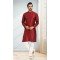 Maroon Color Silk Embroidery Work Function Wear Men's Kurta Pajama -5093159815