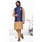 Gold Color Art Silk Self Work Function Wear Men's Kurta Pajama With Jacket -5109159885