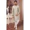 Cream Color Jacquard Semi-Silk Brocade Zari Work Wedding Wear Men's Semi Indo Western -5120160010