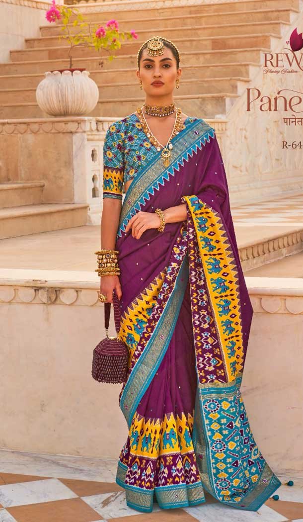 Purple Color Smooth Silk Print And Hand Work Designer Saree -5371161674 Purple Color Smooth Silk Print And Hand Work Designer Saree -5371161674