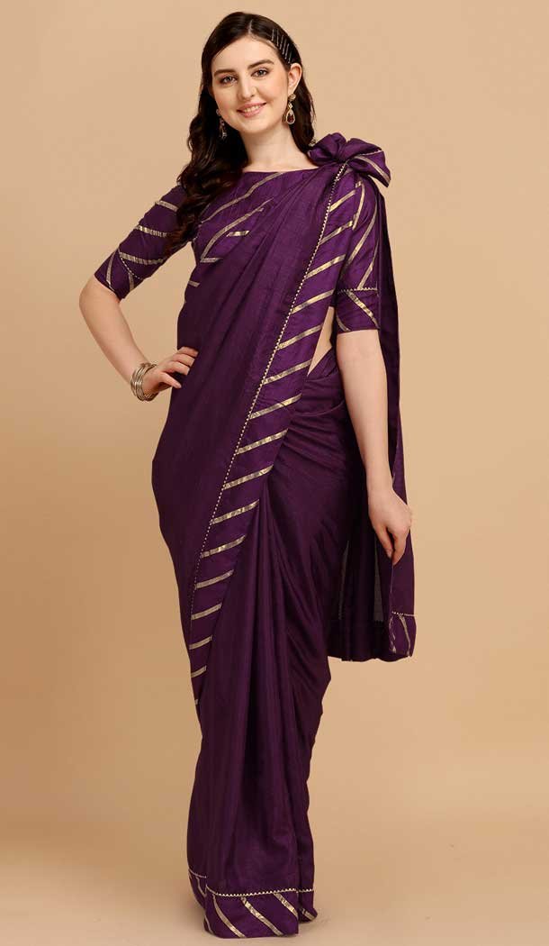 Purple Color Dola Silk Foil Print Work Casual Wear Designer Saree -5408161912 Purple Color Dola Silk Foil Print Work Casual Wear Designer Saree -5408161912