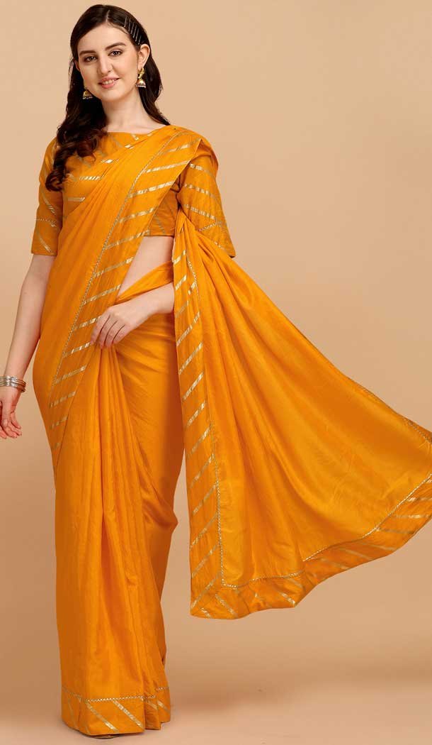 Yellow Color Dola Silk Foil Print Work Casual Wear Designer Saree -5408161914 Yellow Color Dola Silk Foil Print Work Casual Wear Designer Saree -5408161914