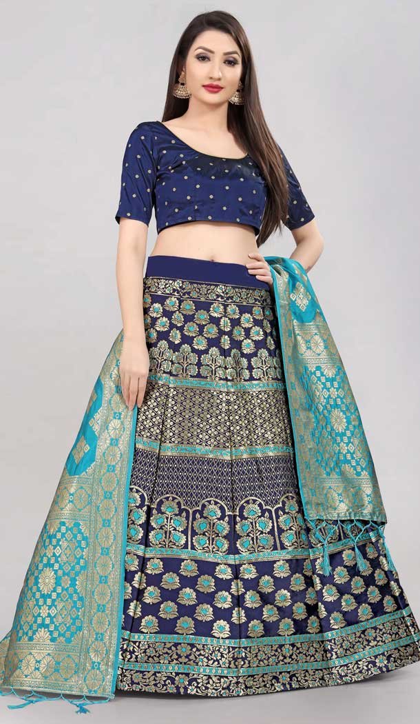 Banarasi Silk Jacquard Work Multi Color Festival Wear Party Lehenga Choli -5472162304