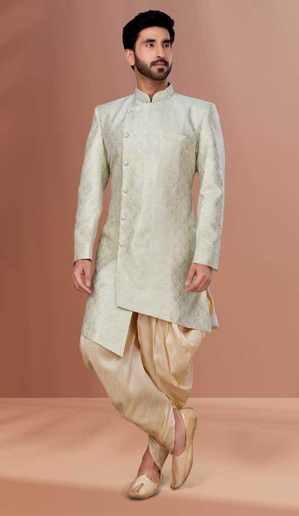 Multi Color Jacquard Woven Zari Work Function Wear Men's Indo Western -5473162312