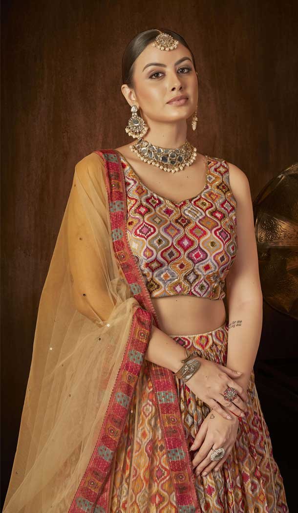 Georgette Multi Color Digital Print Work Designer Wear Lehenga Choli -5570163050