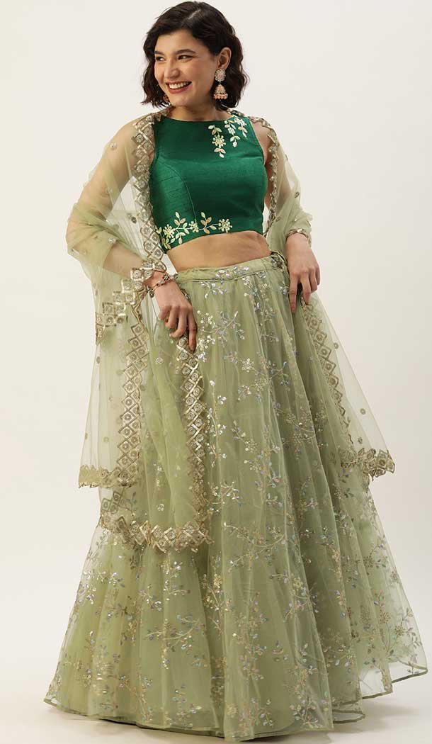 Net Pista Color Resham And Zari Work Designer Wear Lehenga Choli -5612163341