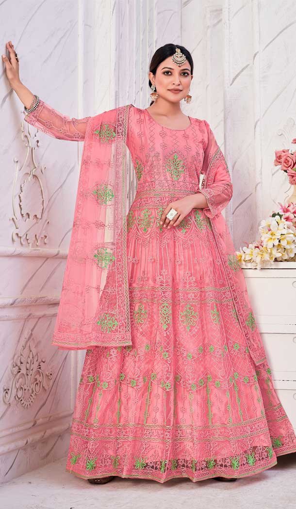 Pink Color Net Resham Work Festival Wear Designer Salwar Suit -5812164786