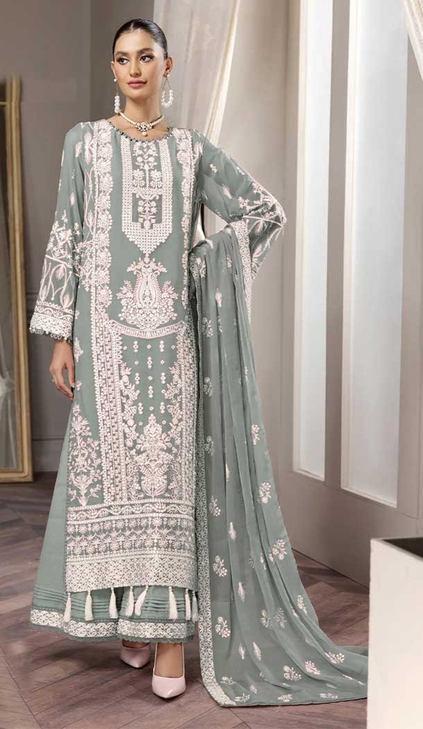Sea Green Color Georgette Embroidery Work Pakistani Style Palazzo Salwar Kameez -5854165063