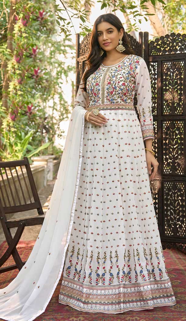 White Color Heavy Fox Georgette Sequins Work Party Wear Designer Salwar Suit -5939165680