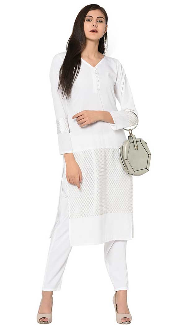 White Color Crepe Digital Print Work Party Wear Readymade Designer Kurti -5949165761
