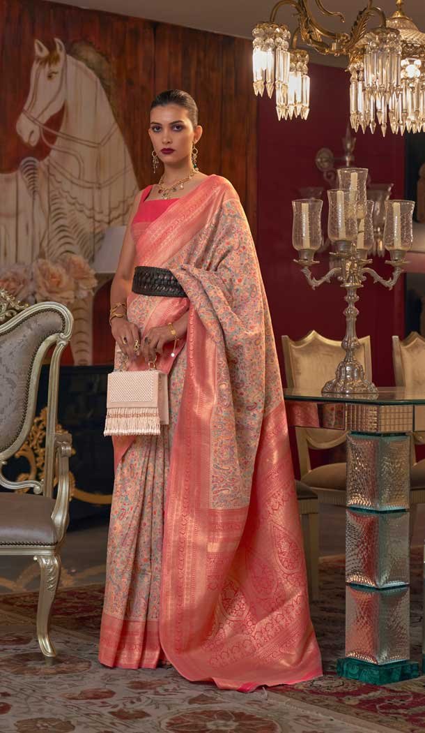 Multi Color Handloom Weaving Jacquard Traditional Wear Saree -6064166881