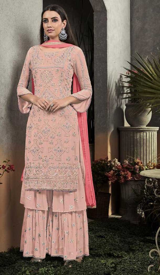 Pink Color Georgette Party Wear Pakistani Salwar Kameez -639479936