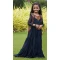 Navy Blue Color Fox Georgette Heavy Embroidered Work Kids Girl Gown -6217168046