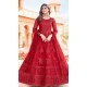 Red Color Net Embroidery Work Pakistani Style Anarkali Salwar Kameez -6235168156