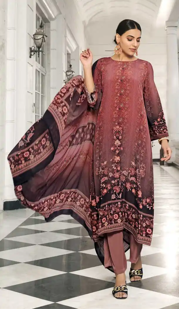 Wine Color Crepe Silk Thread Embroidery Work Pakistani Style Palazzo Salwar Suit -6249168231