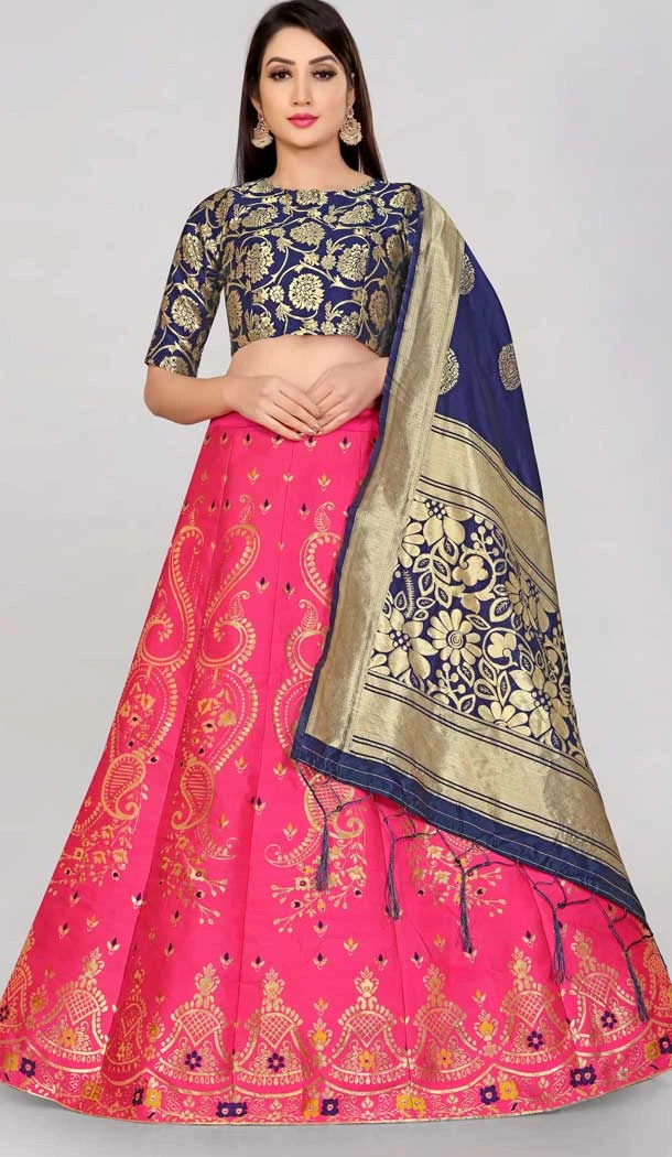 Banarasi Silk Pink Color Jacquard Work Traditional Party Wear Lehenga Choli -6334168806
