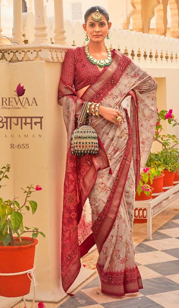 Maroon Color Silk Chiffon Heavy Patola Print Work Designer Plus Size Saree -6341168852